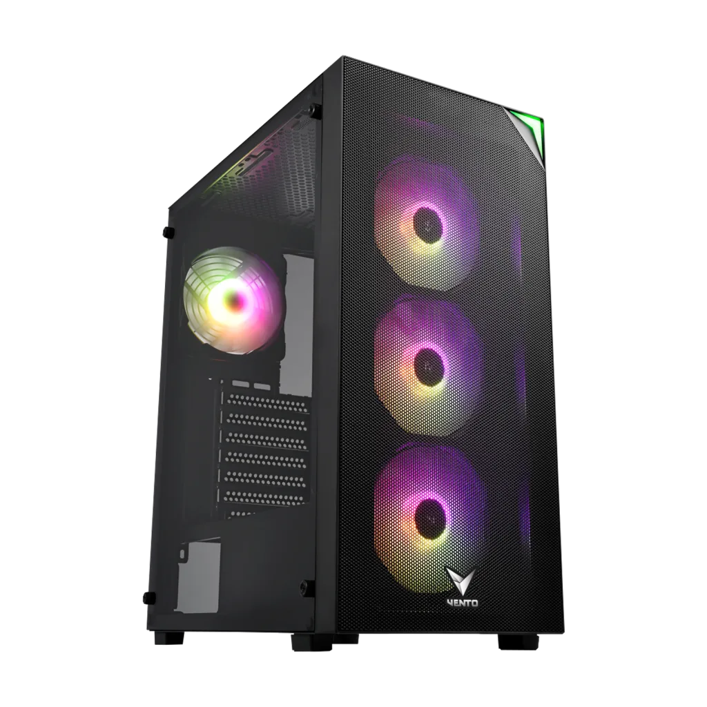 VENTO VG3400S Mid Tower, 750W 80+ Siyah, Temperli Cam, RGB, ATX GAMING KASA