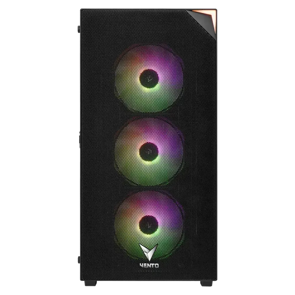 VENTO VG3400S Mid Tower, 750W 80+ Siyah, Temperli Cam, RGB, ATX GAMING KASA