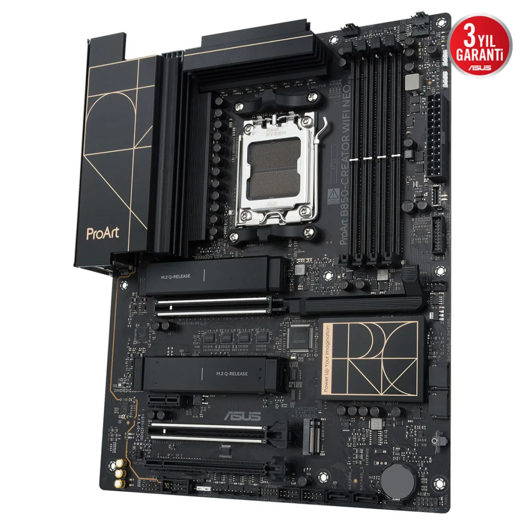 ASUS PROART B850-CREATOR WIFI NEO, 4xDDR5, 3xM.2, HDMI, DP, Type-C, PCIe 5.0, Wi-Fi 7, Bluetooth v5.4, AM5 Soket GAMING