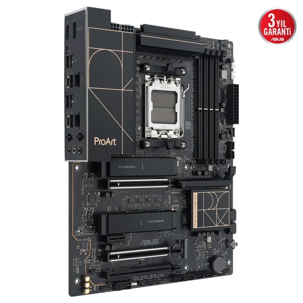 ASUS PROART B850-CREATOR WIFI NEO, 4xDDR5, 3xM.2, HDMI, DP, Type-C, PCIe 5.0, Wi-Fi 7, Bluetooth v5.4, AM5 Soket GAMING