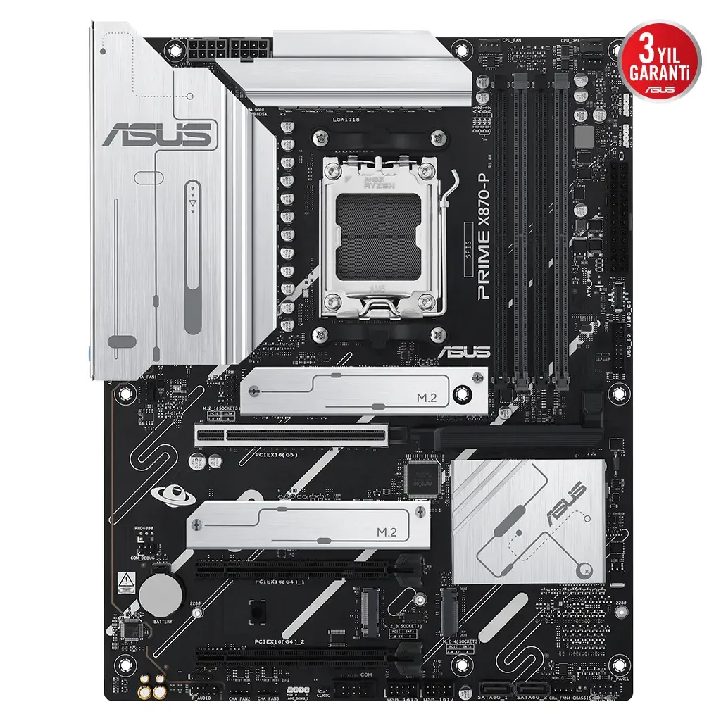 ASUS PRIME X870-P, 4xDDR5, 4xM.2, HDMI, DP, Type-C, AM5 Soket GAMING Anakart