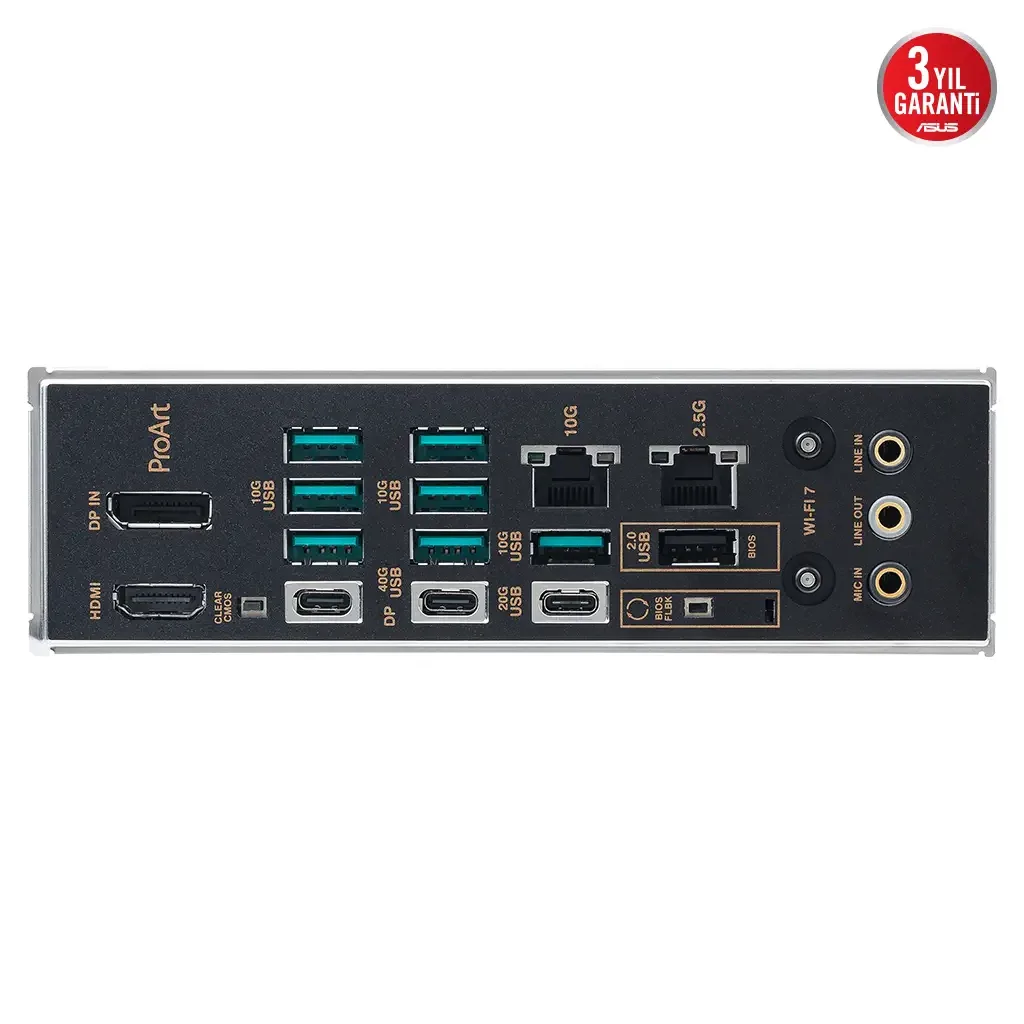 ASUS PROART X870E-CREATOR WIFI, 4xDDR5, 4xM.2, HDMI, DP, Type-C, PCIe 5.0, Wi-Fi 7, Bluetooth v5.4, AM5 Soket GAMING Ana
