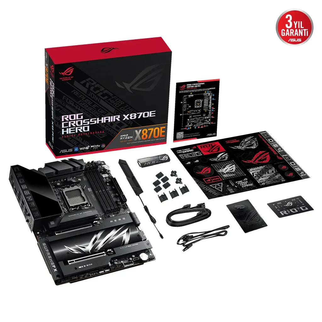 ASUS ROG CROSSHAIR X870E HERO, 4xDDR5, 5xM.2, HDMI, DP, Type-C, PCIe 5.0, 2xWi-Fi 7, Bluetooth v5.4, AM5 Soket GAMING An