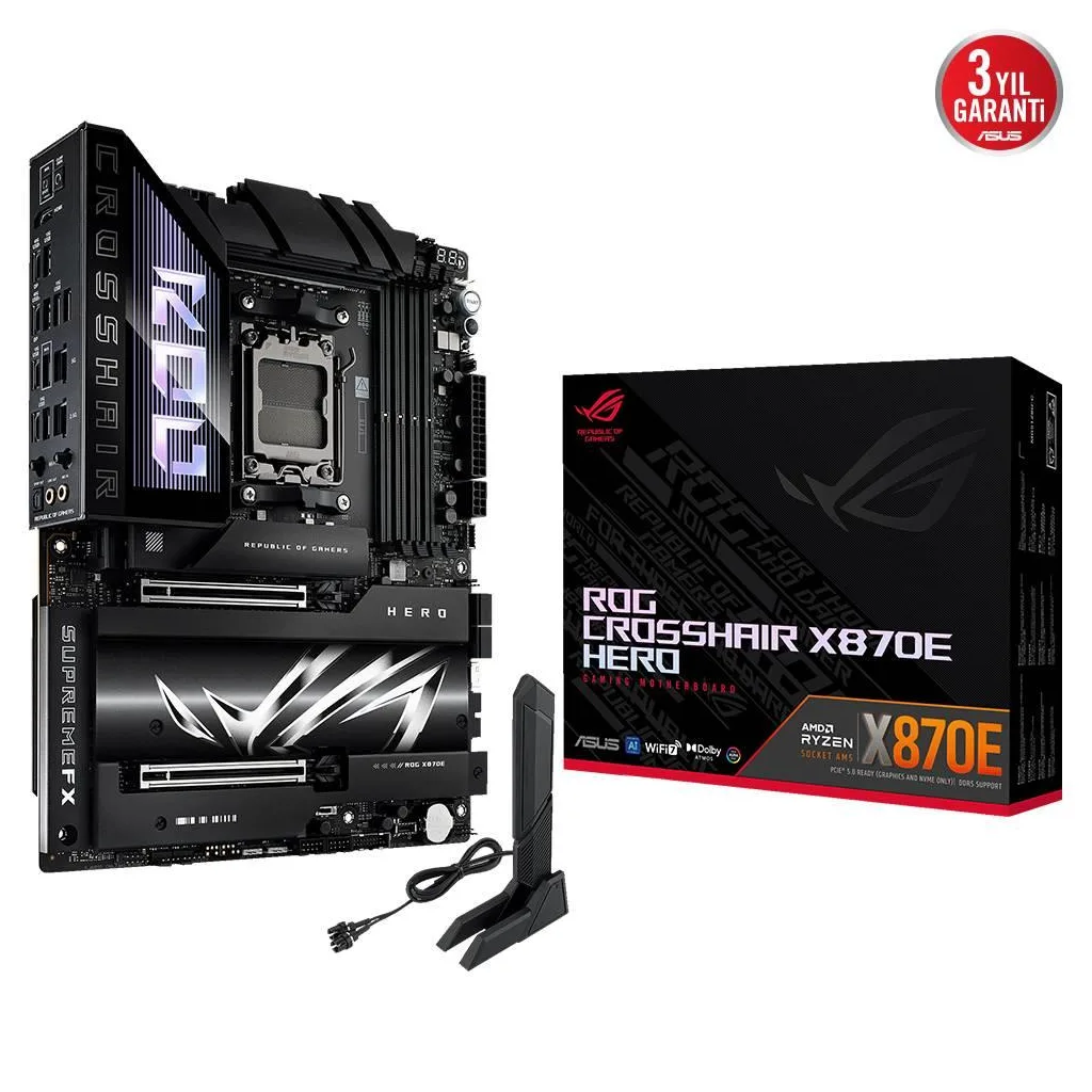 ASUS ROG CROSSHAIR X870E HERO, 4xDDR5, 5xM.2, HDMI, DP, Type-C, PCIe 5.0, 2xWi-Fi 7, Bluetooth v5.4, AM5 Soket GAMING An