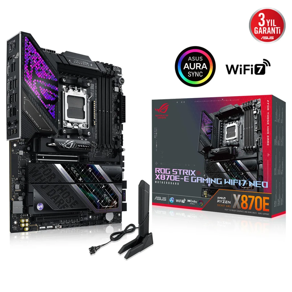 ASUS ROG STRIX X870E-E GAMING WIFI7 NEO, 4xDDR5, 5xM.2, HDMI, DP, Type-C, PCIe 5.0, 2xWi-Fi 7, Bluetooth v5.4, AM5 Soket