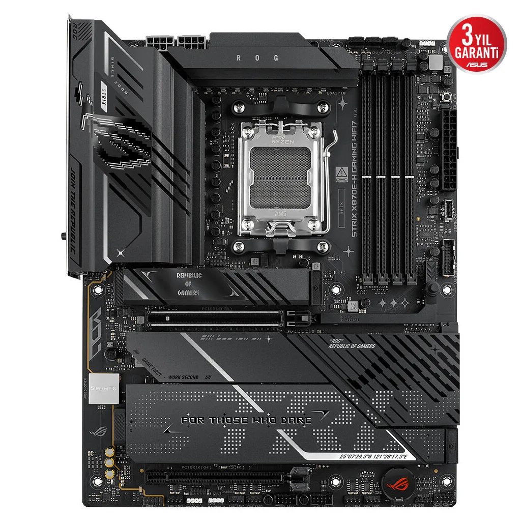 ASUS ROG STRIX X870E-H GAMING WIFI7, 4xDDR5, 4xM.2, DP, HDMI, Type-C, PCIe 5.0, Wi-Fi 7, Bluetooth v5.4, AM5 Soket GAMIN