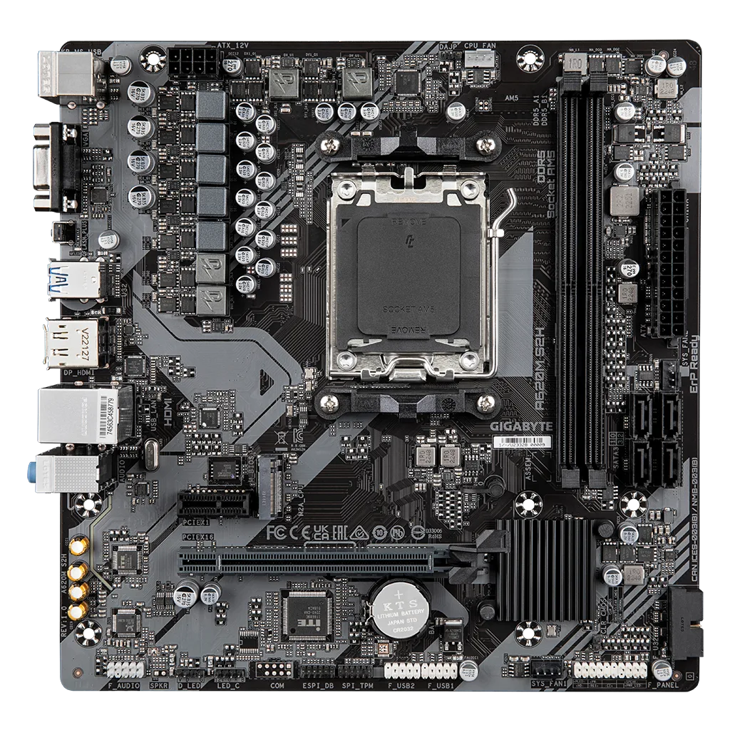 GIGABYTE A620M-S2H, rev.1.2, 6400MHz, 2xDDR5, 1x M.2, D-SUB, HDMI, DP, AM5 Soket Anakart