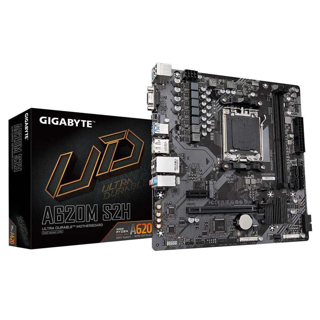 GIGABYTE A620M-S2H, rev.1.2, 6400MHz, 2xDDR5, 1x M.2, D-SUB, HDMI, DP, AM5 Soket Anakart