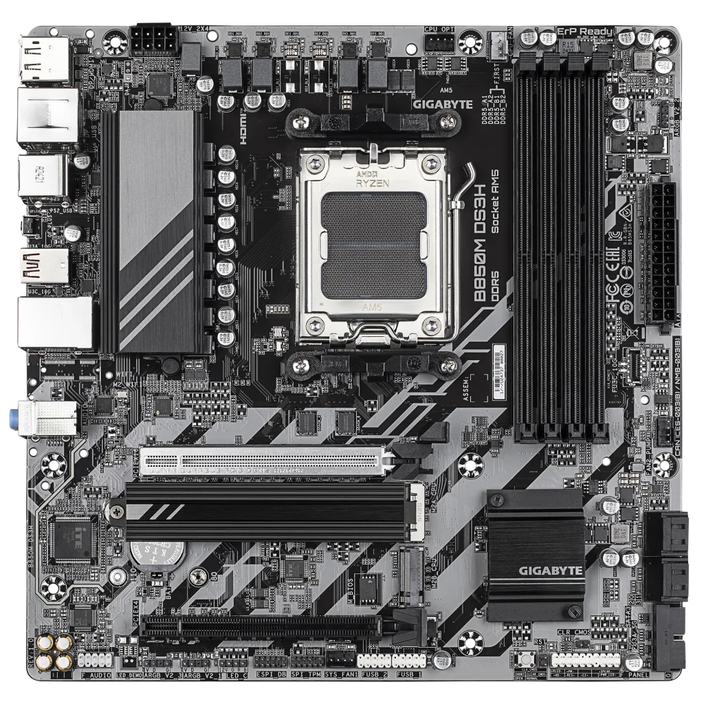 GIGABYTE B850M DS3H, 4xDDR5, 2xM.2, 2xDP, HDMI, Type-C, AM5 Soket GAMING Anakart