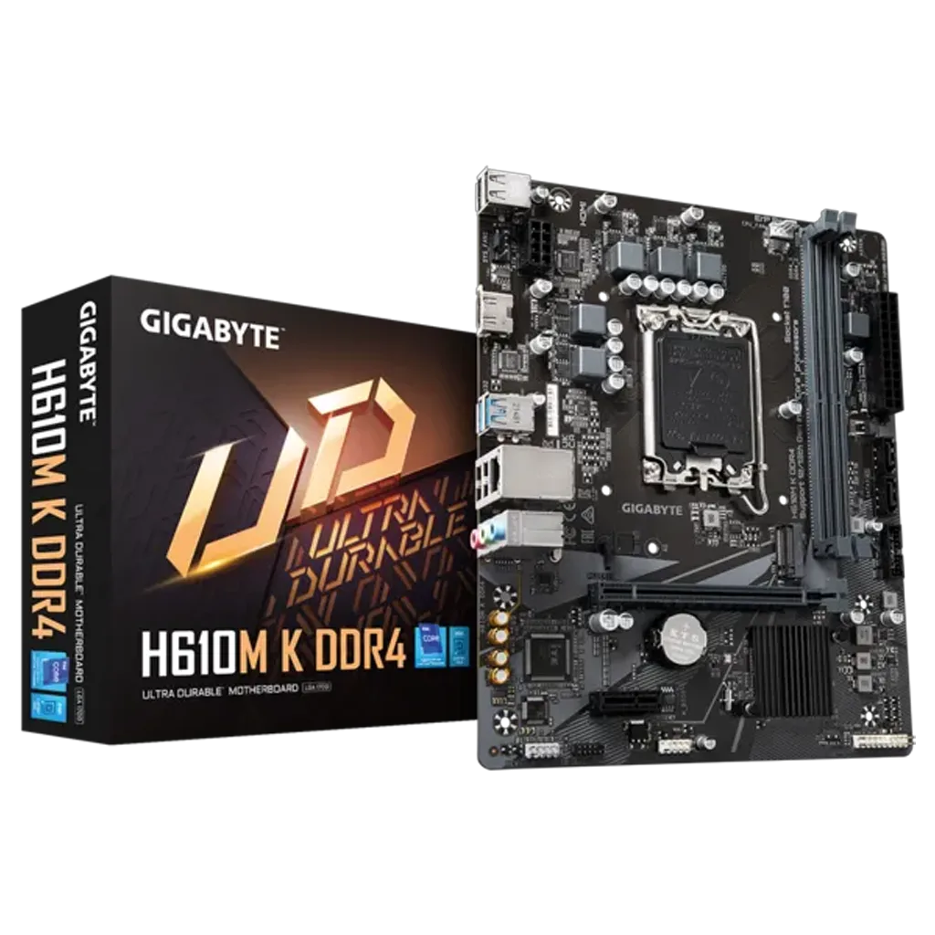 GIGABYTE H610M K DDR4, 2xDDR4, M.2, HDMI, 12-13.14.Nesil, LGA1700 Soket, Anakart