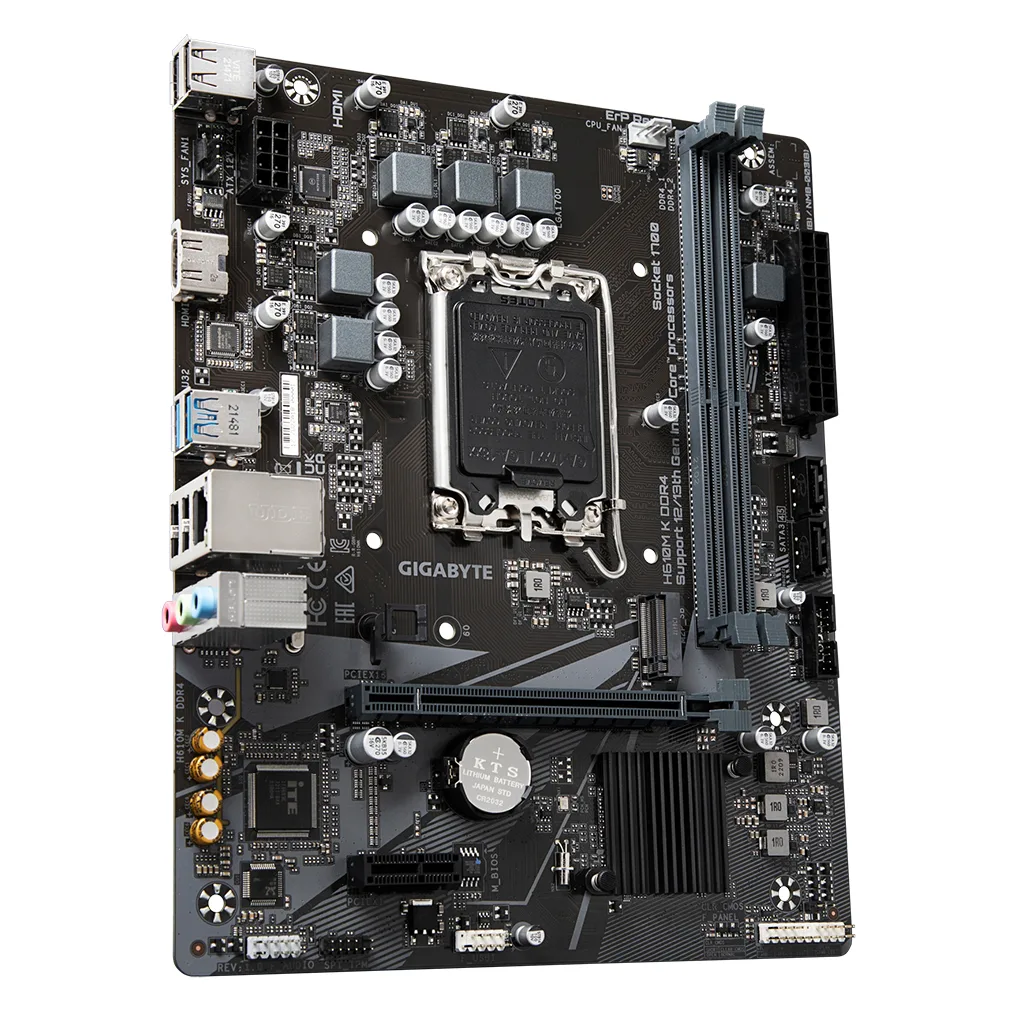 GIGABYTE H610M K DDR4, 2xDDR4, M.2, HDMI, 12-13.14.Nesil, LGA1700 Soket, Anakart