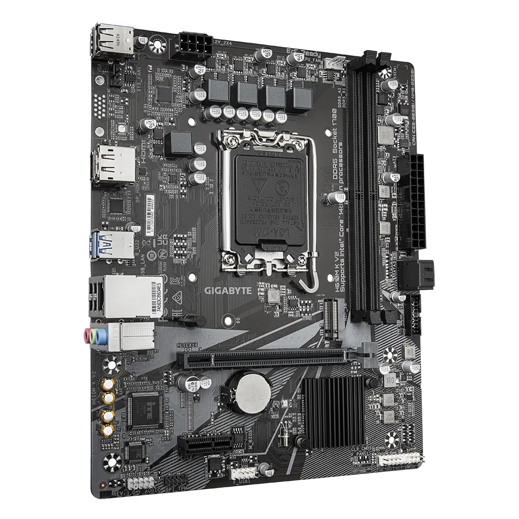 GIGABYTE H610M K V2, rev.1.0, 2xDDR5, M.2, DP, HDMI, 12-13.Nesil, LGA1700 Soket, Anakart