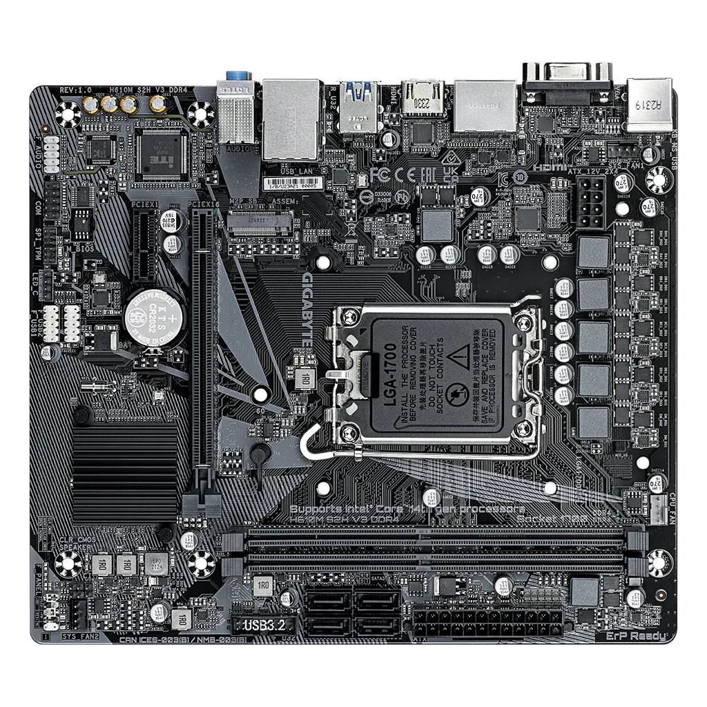 GIGABYTE H610M S2H V3, DDR4, rev1.0, 2xDDR4, M.2, D-SUB, HDMI, DP, 12-13.14.Nesil, LGA1700 Soket, Anakart