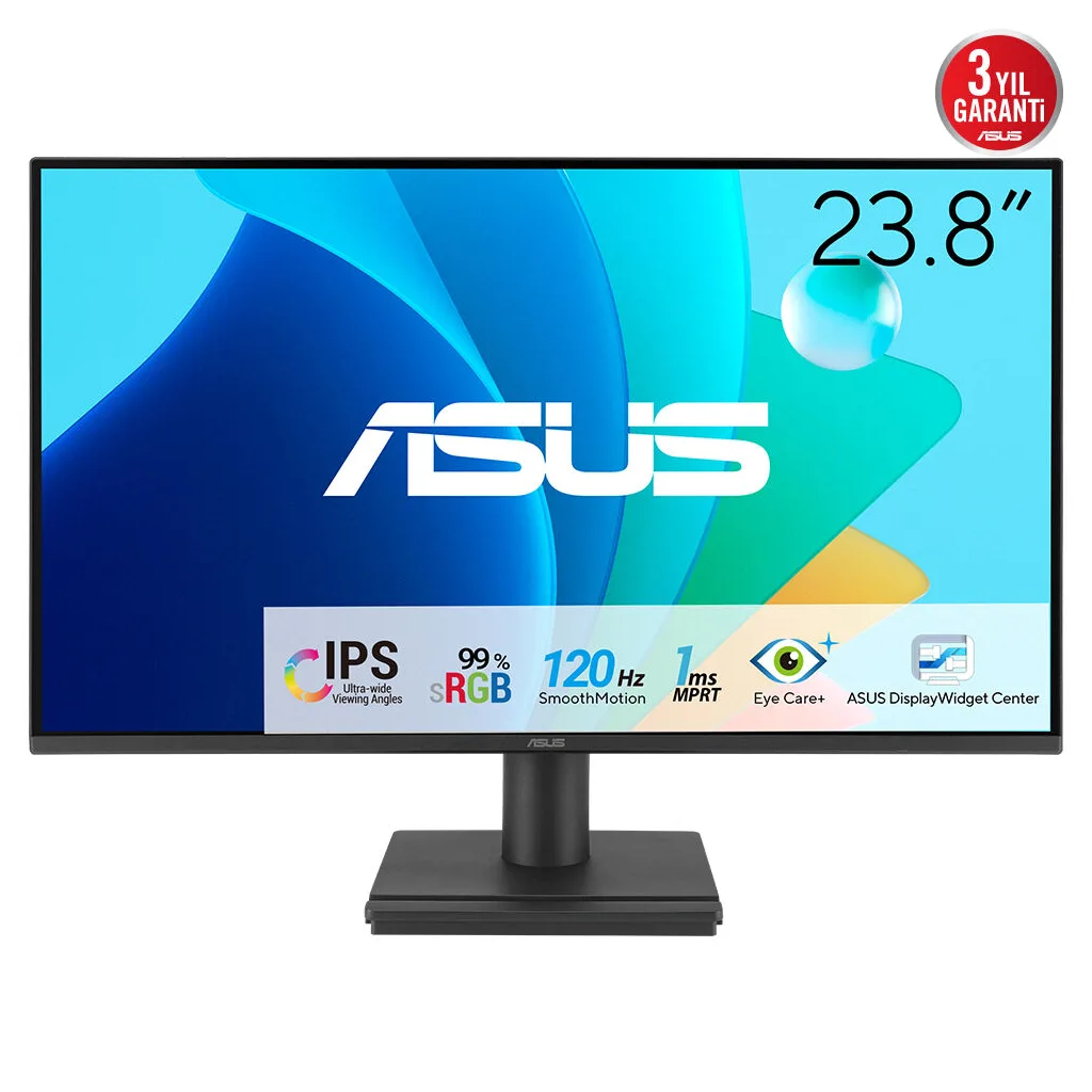 ASUS VA249HG 23,8" 1ms, 120Hz, Full HD, HDMI, VGA, IPS LED, Çerçevesiz Tasarım, Düşük Mavi Işık, FreeSync Kurumsal Monit