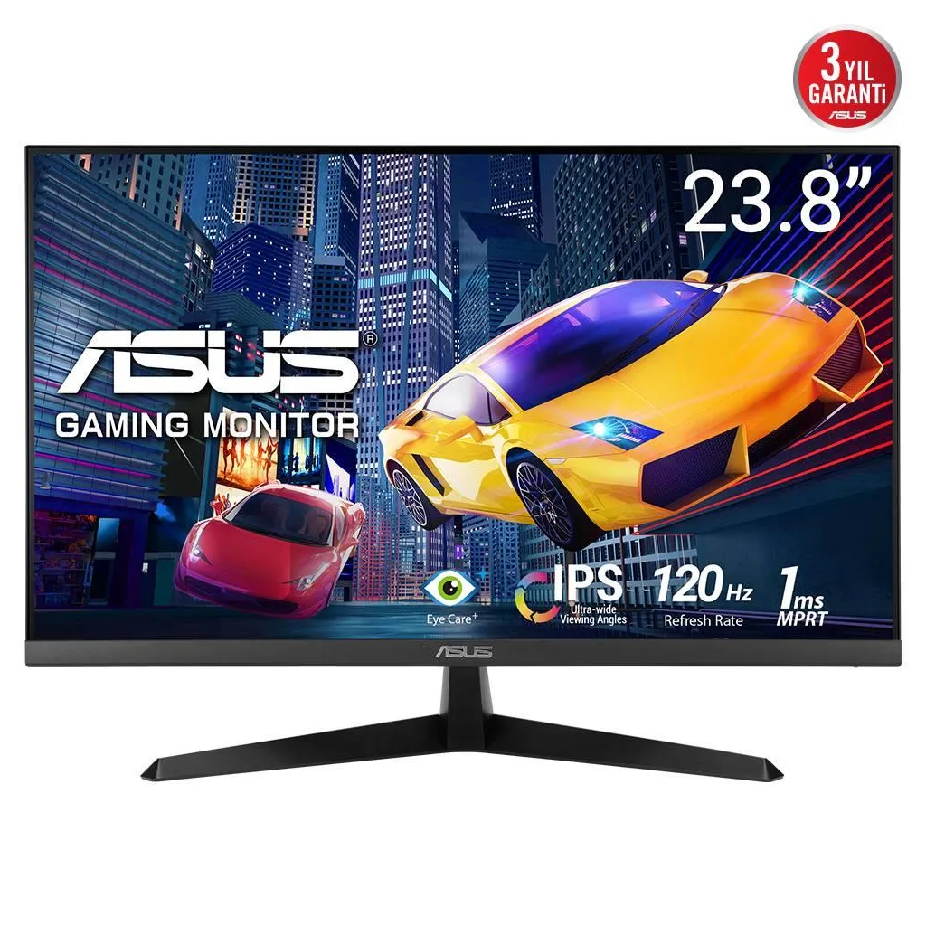 ASUS VY249HGR 23.8" 1ms, 120Hz, Full HD, HDMI, D-Sub, IPS LED, Anti Bakteriyel, Mavi Işık Filtresi, Eye Care, GAMING Mon