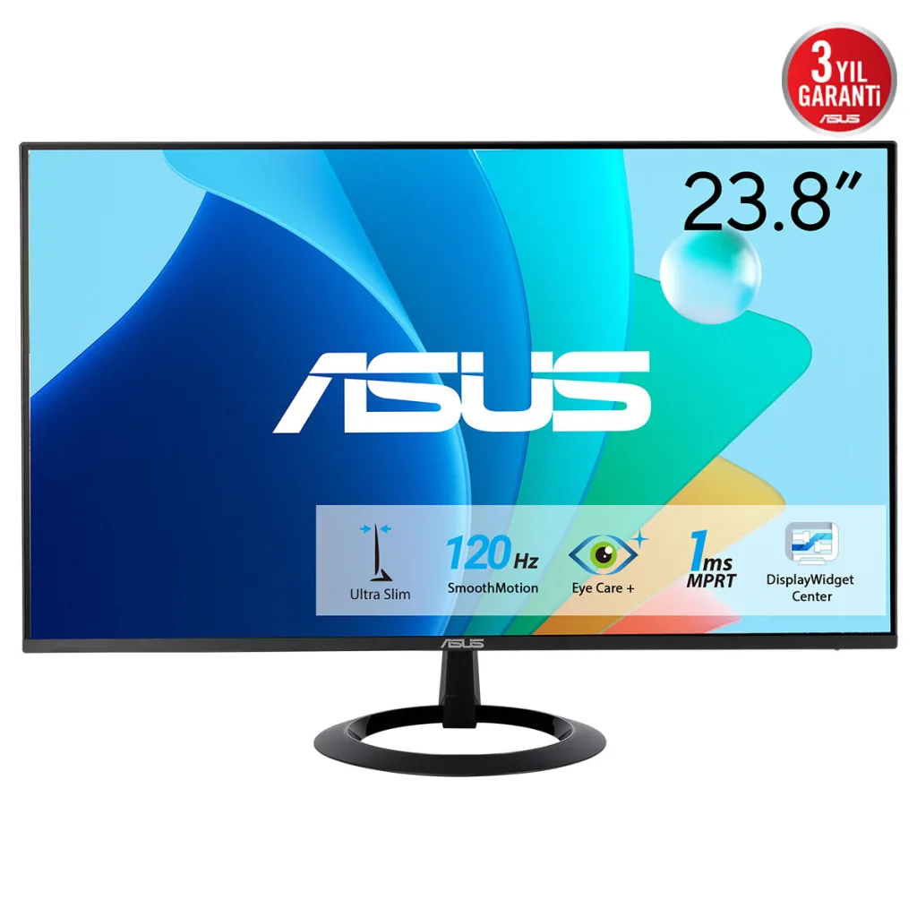 ASUS VZ249HG 23.8" 1ms, 120Hz, Full HD, HDMI, D-Sub, IPS LED, Adaptive Sync, Mavi Işık Filtresi, Care Plus, Monitör