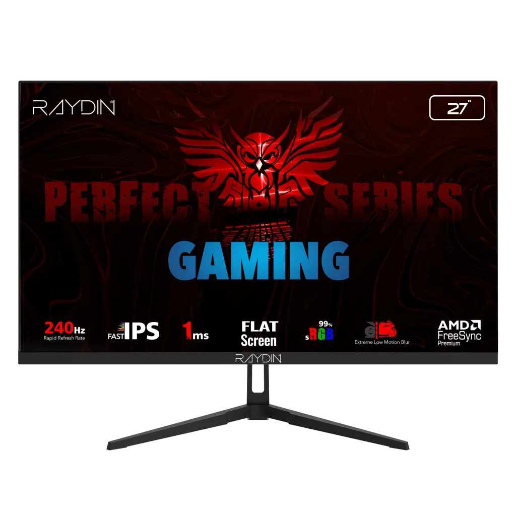 RAYDIN EC27DFI-240HZ, 27", 1ms, 240Hz, Full HD, 350 nits, HDMI, DP, IPS LED, Flat, Frameless, FreeSync Gaming Monitör