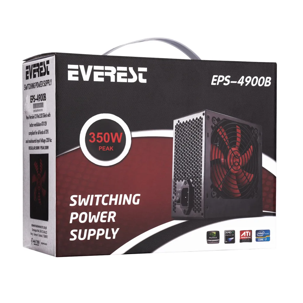 EVEREST EPS-4900B, 350W Peak, 12cm Fan, ATX, Power Supply (PSU) Box