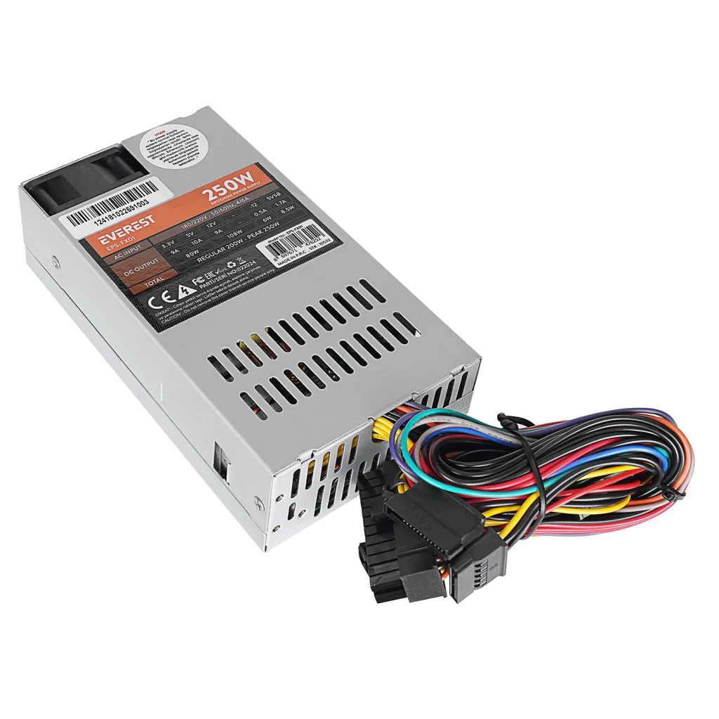 Everest EPS-FX01, Peak 250W, 4cm Fan, İnce Uzun, 41 x 81 x 150mm, Flex Power Supply (PSU) Box