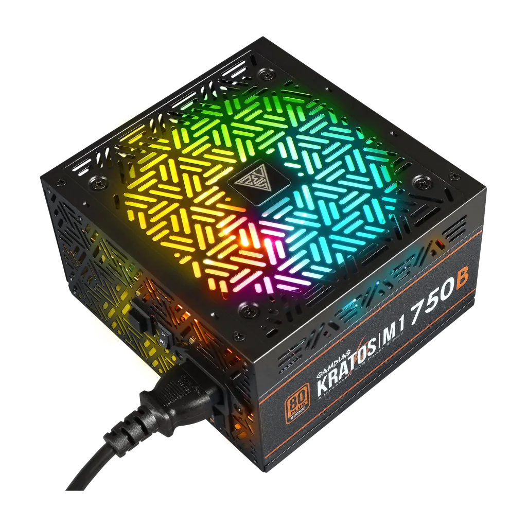 GAMDIAS KRATOS M1-750B, 750W, 80+ Bronze, Aktif PFC, RGB, GAMING, ATX, Power Supply (PSU)