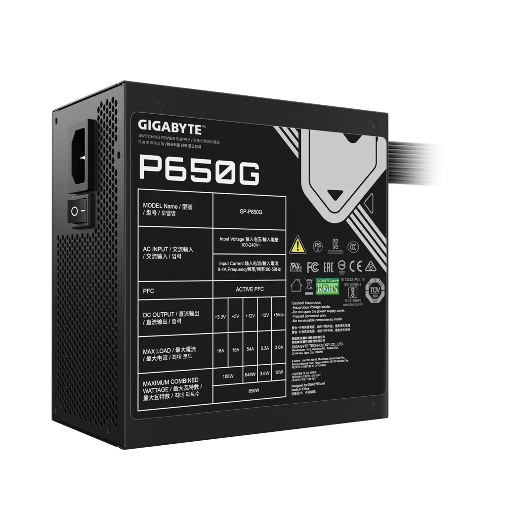 GIGABYTE GP-P650G, 650W, 80+ GOLD, GAMING Power Supply