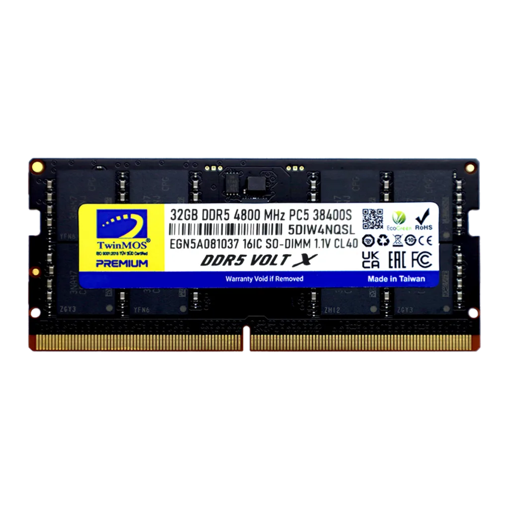 TwinMOS TMD532GB4800S40, 32GB, DDR5, 4800MHz, CL40, 1.1V Notebook Ram