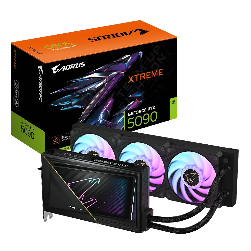 GIGABYTE GV-N5090AORUSX W-32GD, RTX5090, XTREME WATERFORCE, 32Gb, GDDR7, 512BIT, 3 Fanlı, 1xHDMI, 3xDP, GAMING Ekran KAR