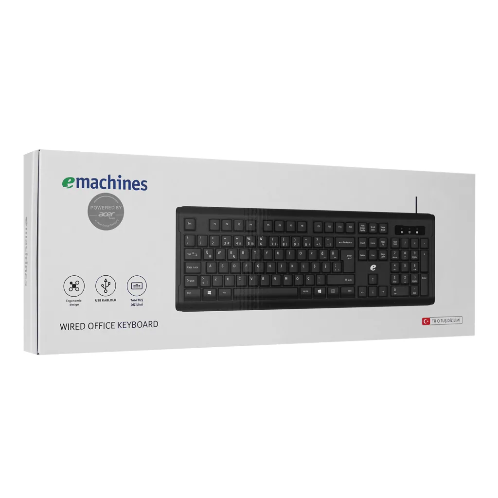 ACER eMachines, EAK9821, Siyah, USB Kablolu, Türkçe Q, Standart Klavye
