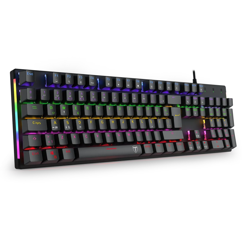 T-DAGGER NAXOS, T-TGK310-BL, USB Kablolu, Türkçe Q, Rainbow Backlight, Blue Mekanik Switch, 104 Tuşlu, Gaming Klavye