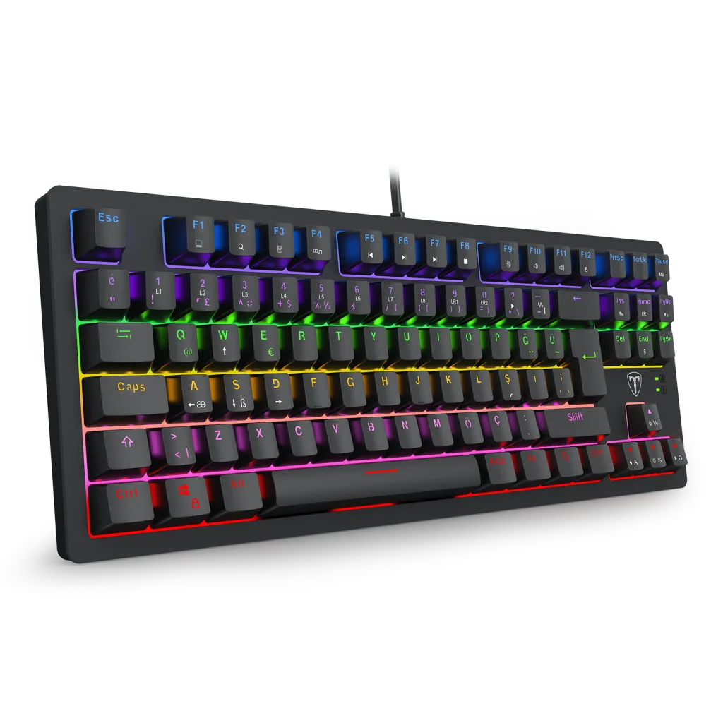 T-DAGGER BALI, T-TGK311-BL, USB Kablolu, Türkçe Q, Rainbow Backlight, Blue Mekanik Switch, 87 Tuşlu, Gaming Klavye