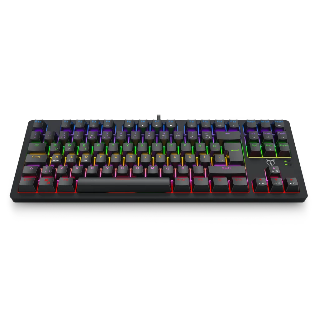 T-DAGGER BALI, T-TGK311-BL, USB Kablolu, Türkçe Q, Rainbow Backlight, Blue Mekanik Switch, 87 Tuşlu, Gaming Klavye