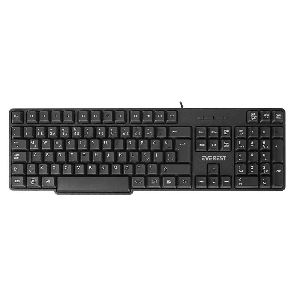 EVEREST KB-517U, USB Kablolu, Türkçe Q, 2Mt Kablolu Standart Klavye (Siyah)