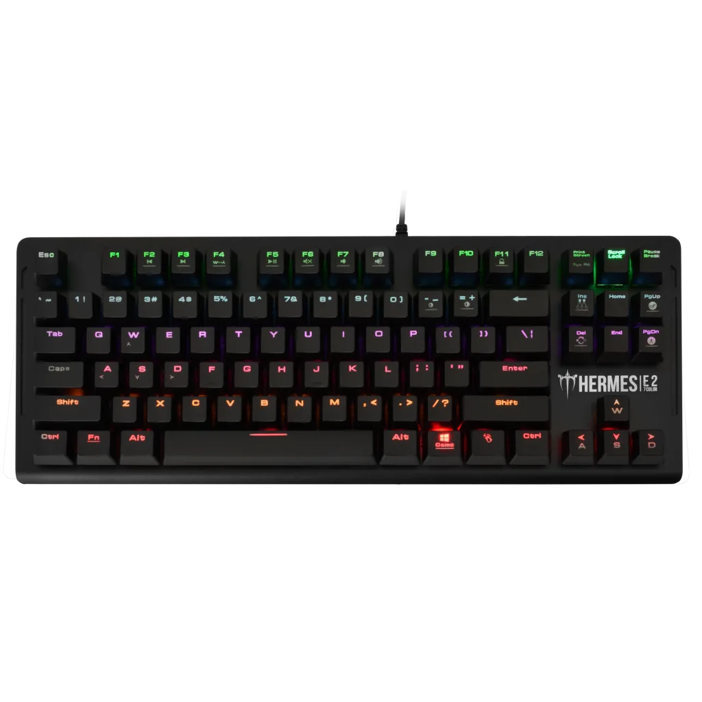 GAMDIAS HERMES-E2, USB Kablolu, İngilizce, Rainbow Backlight, Blue Mekanik Switch, Gaming Klavye