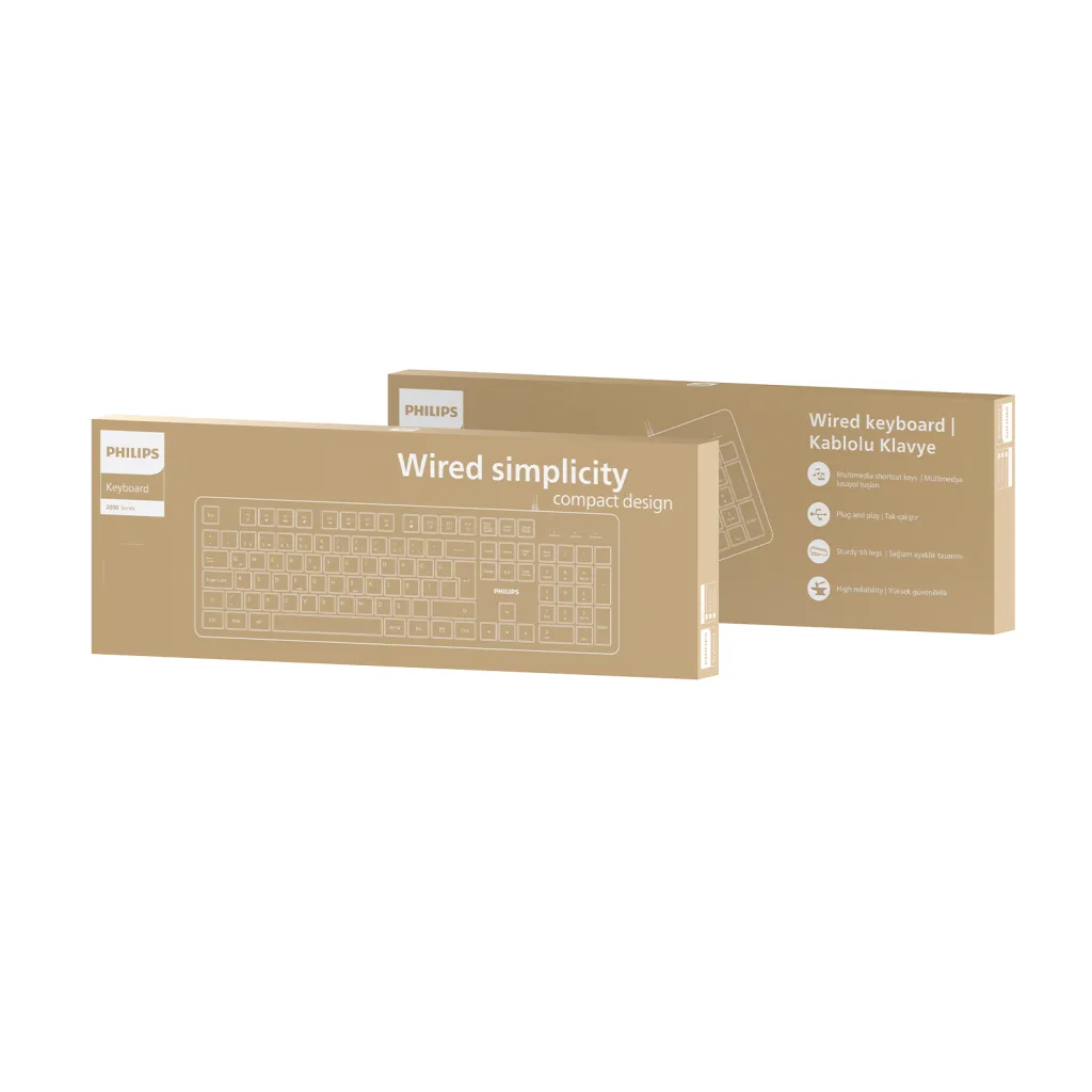 PHILIPS SPK6248B, USB Kablolu, Türkçe Q, Multimedya Klavye (Siyah)