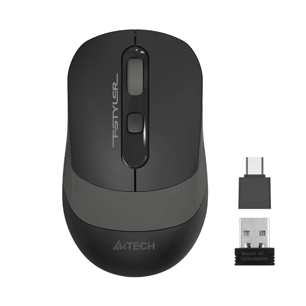 A4 TECH FG10CS AIR2, Grey, SILENT, FSTYLER, 2,4Ghz Kablosuz, USB-C den şarj edilebilir, Optik Mouse, 10-15Metre, 4 Buton