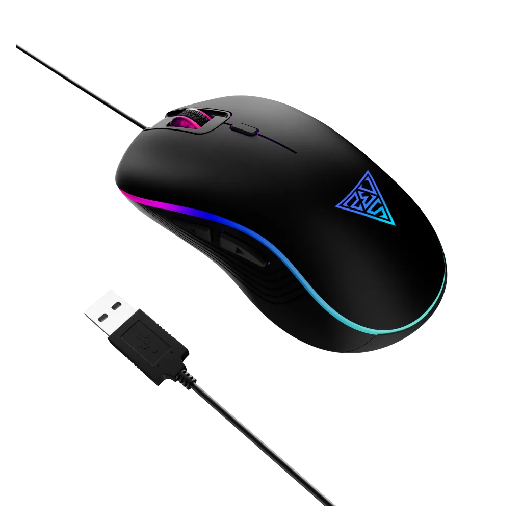 GAMDIAS AURA GS3, Çok Renkli Aydınlatma, USB Kablolu, 6 Programlanabilir Buton, Gaming Mouse, 3.600 DPI, Siyah
