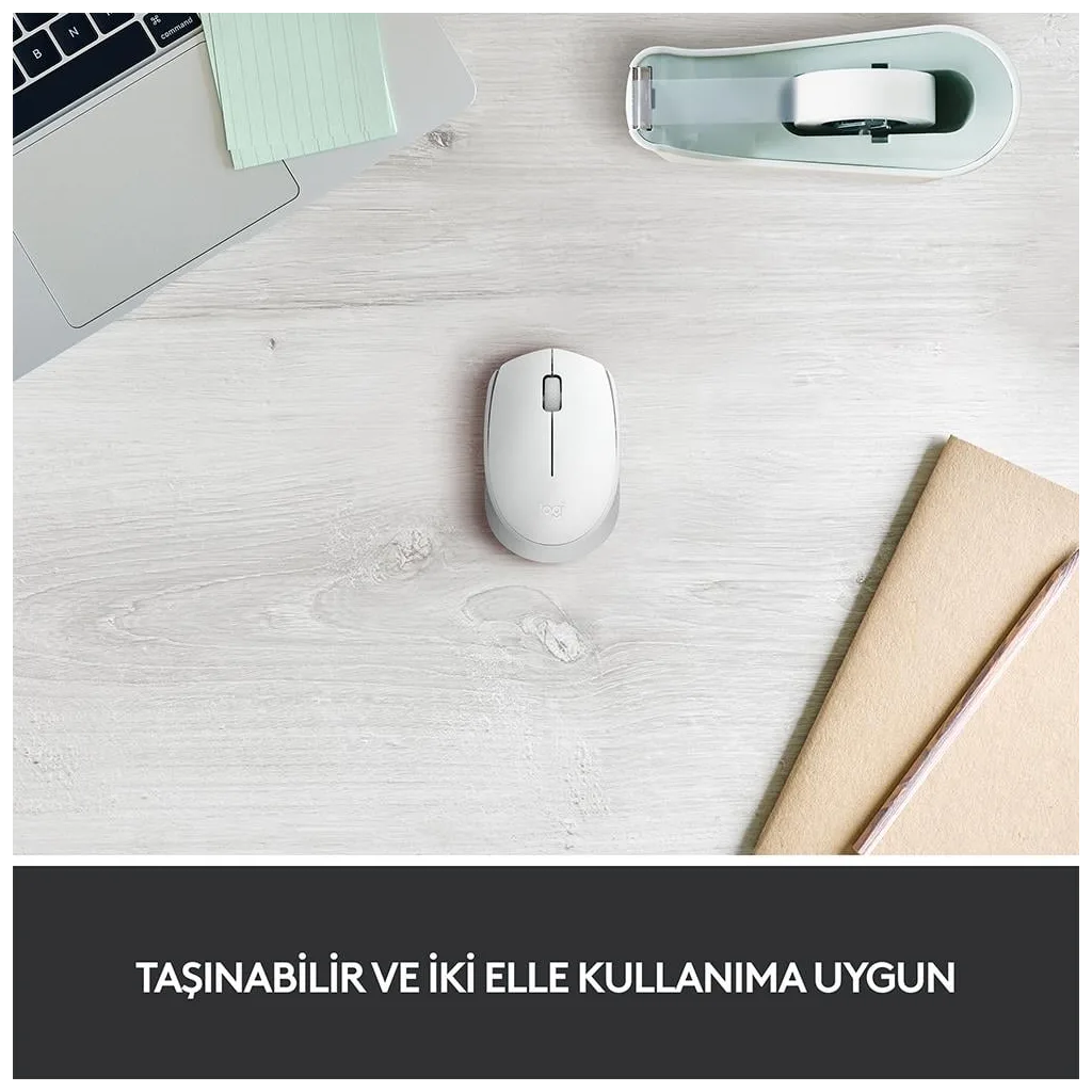 LOGITECH 910-006867, M171 White, USB Nano 2,4G Kablosuz, 1000dpi, Optik, 3 Tuşlu, 12ay Pil Ömrü, Mouse
