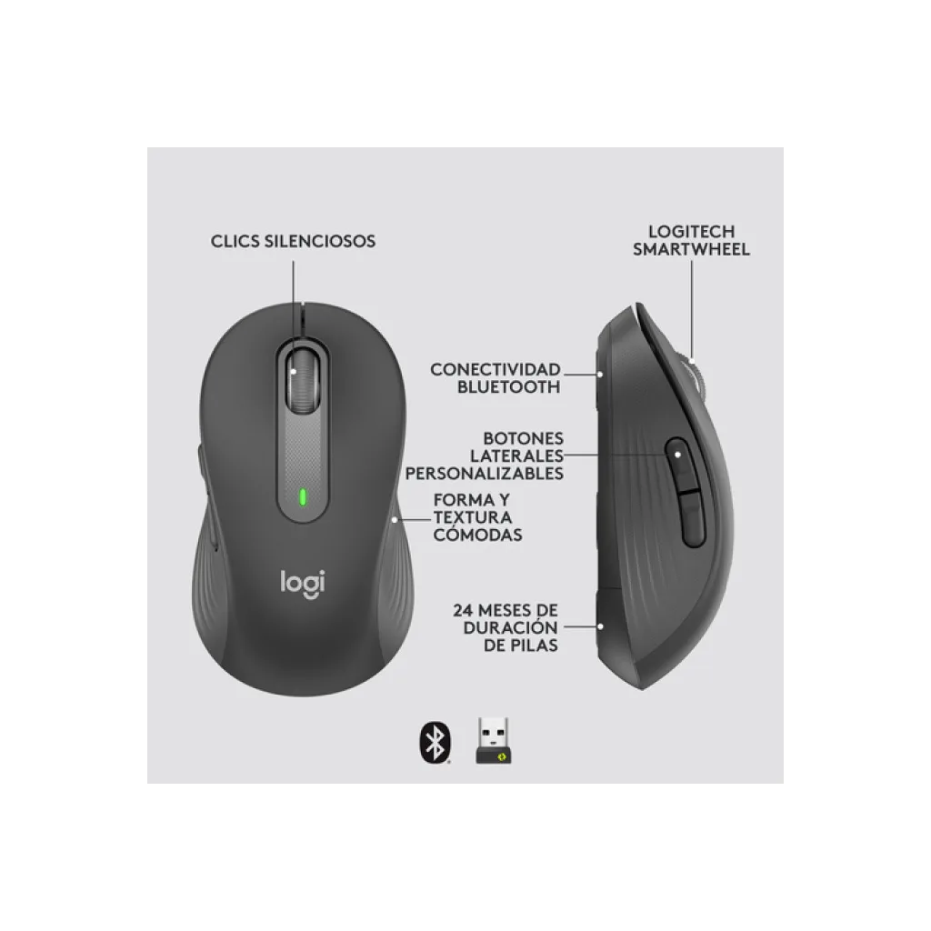 LOGITECH 910-006253, M650 Signature, Siyah, Sağ El, USB Nano 2,4G Kablosuz, 4000dpi, Optik, 5 Tuşlu, 24ay Pil Ömrü, Sess