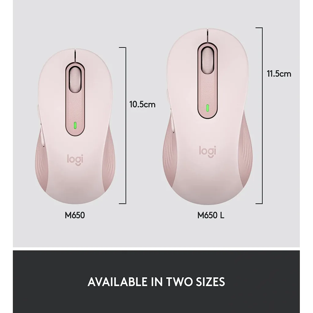 LOGITECH 910-006254, M650 Signature, Rose, Sağ El, USB Nano 2,4G Kablosuz, 4000dpi, Optik, 5 Tuşlu, 24ay Pil Ömrü, Sessi