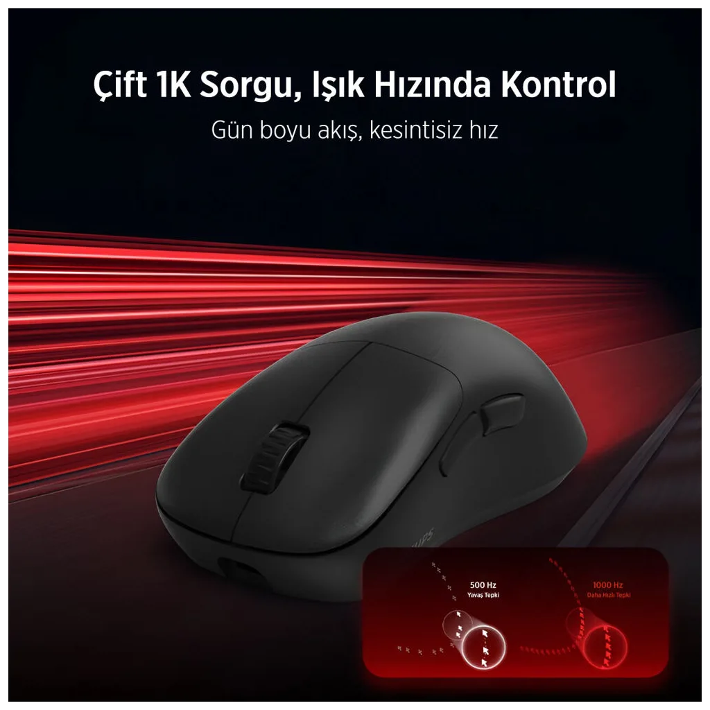 PHILIPS SPK9418B, EVNIA, Siyah, USB Nano 2,4Gh ve Bluetooth Kablosuz, 12.000dpi, Optic, 6 Programlanabilir Buton, Şarj E