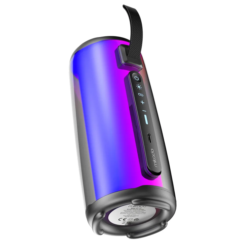 MIKADO MD-17BT CAPELLA, 10W, Taşınabilir, USB/AUX/BT/TF, RGB Işıklı, Transparan, 1800mAh, Mikrofon, Karaoke, Bluetooth S