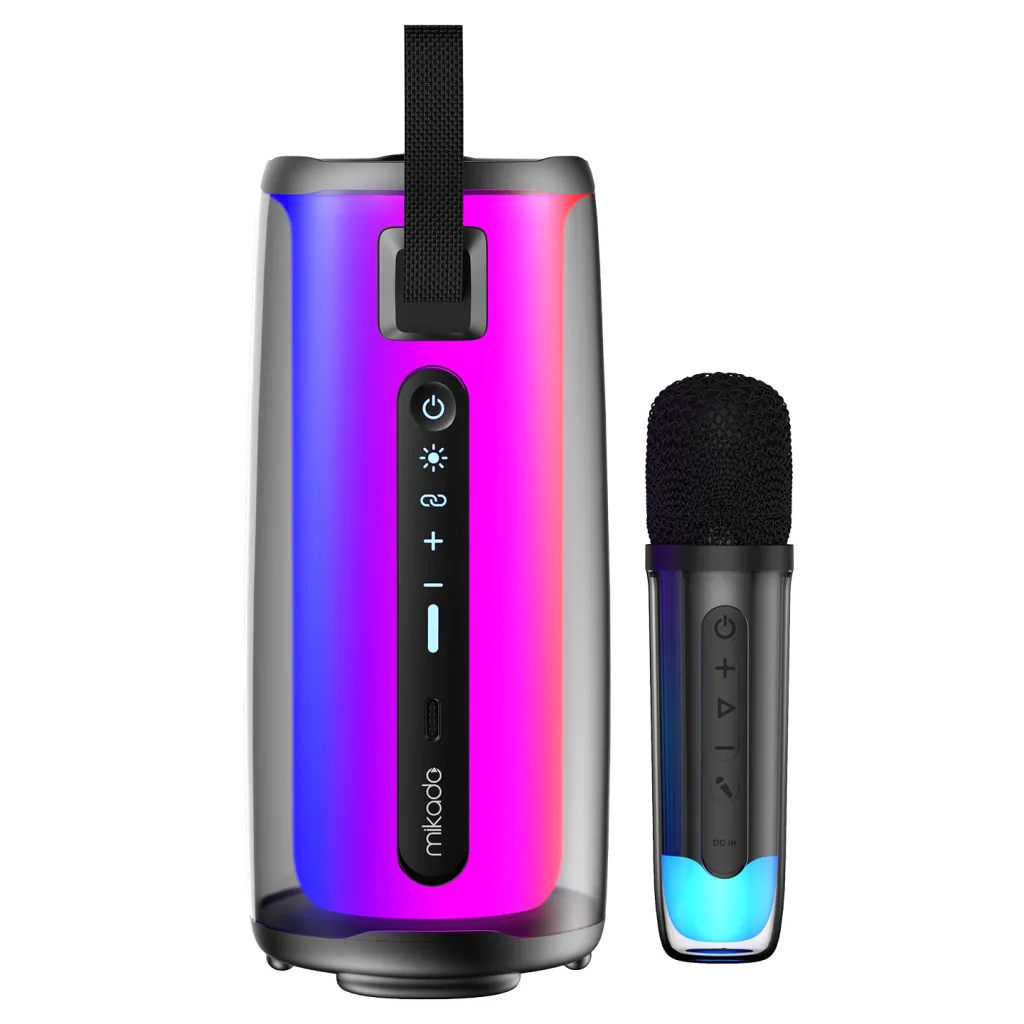 MIKADO MD-17BT CAPELLA, 10W, Taşınabilir, USB/AUX/BT/TF, RGB Işıklı, Transparan, 1800mAh, Mikrofon, Karaoke, Bluetooth S