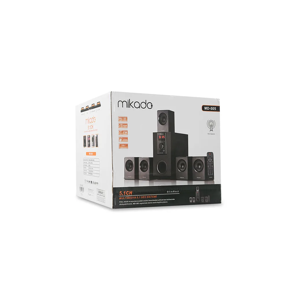 MIKADO MD-505, 70W, 5+1, Masaüstü, FM/BT/SD/USB, Siyah Kasa, Speaker