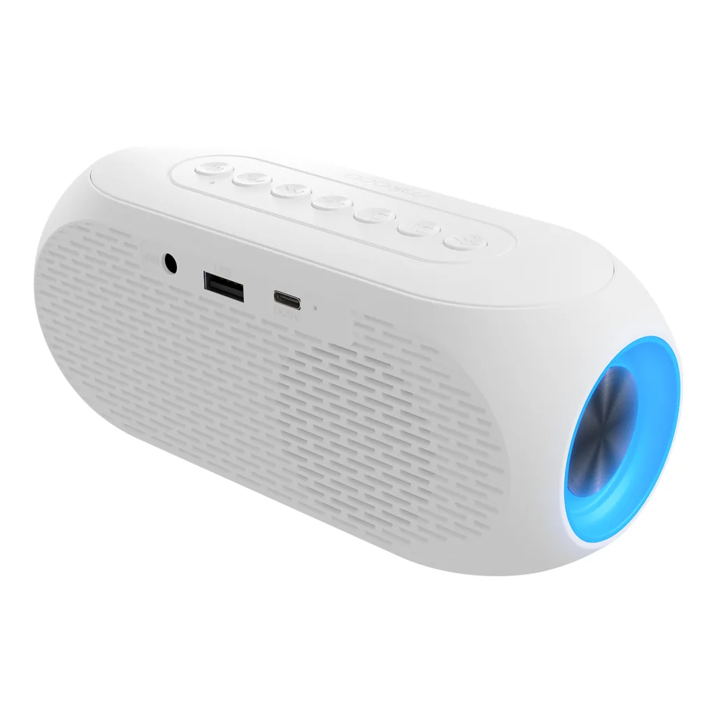 MIKADO MD-W7, Beyaz, 5W, FM Radyo, USB, AUX, Bluetooth, Kablosuz, Taşınabilir, 1200mAh Batarya, Alarmlı Saat, Derece ve