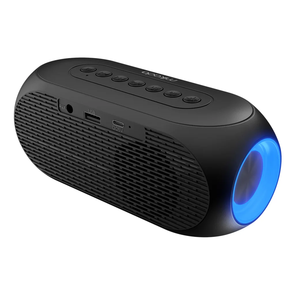 MIKADO MD-W7, Siyah, 5W, FM Radyo, USB, AUX, Bluetooth, Kablosuz, Taşınabilir, 1200mAh Batarya, Alarmlı Saat, Derece ve