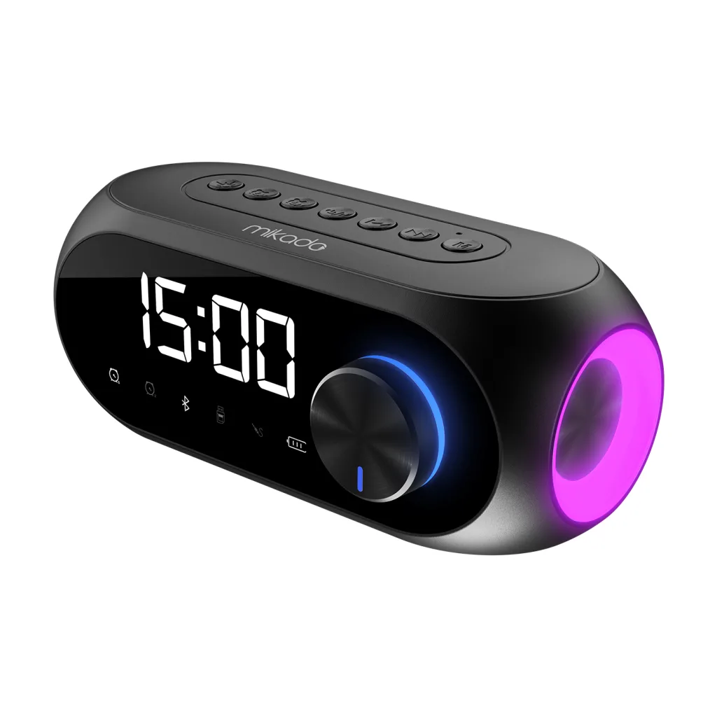 MIKADO MD-W7, Siyah, 5W, FM Radyo, USB, AUX, Bluetooth, Kablosuz, Taşınabilir, 1200mAh Batarya, Alarmlı Saat, Derece ve