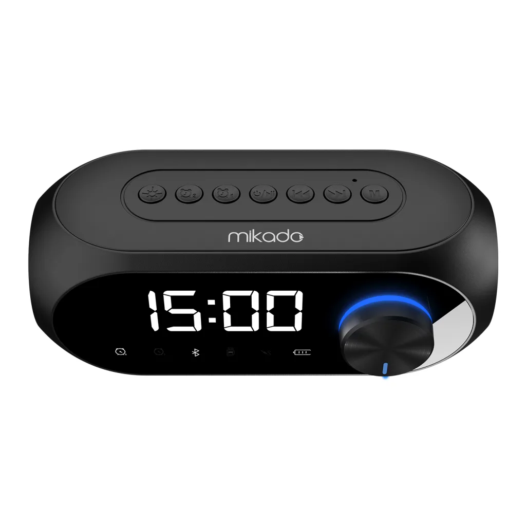 MIKADO MD-W7, Siyah, 5W, FM Radyo, USB, AUX, Bluetooth, Kablosuz, Taşınabilir, 1200mAh Batarya, Alarmlı Saat, Derece ve