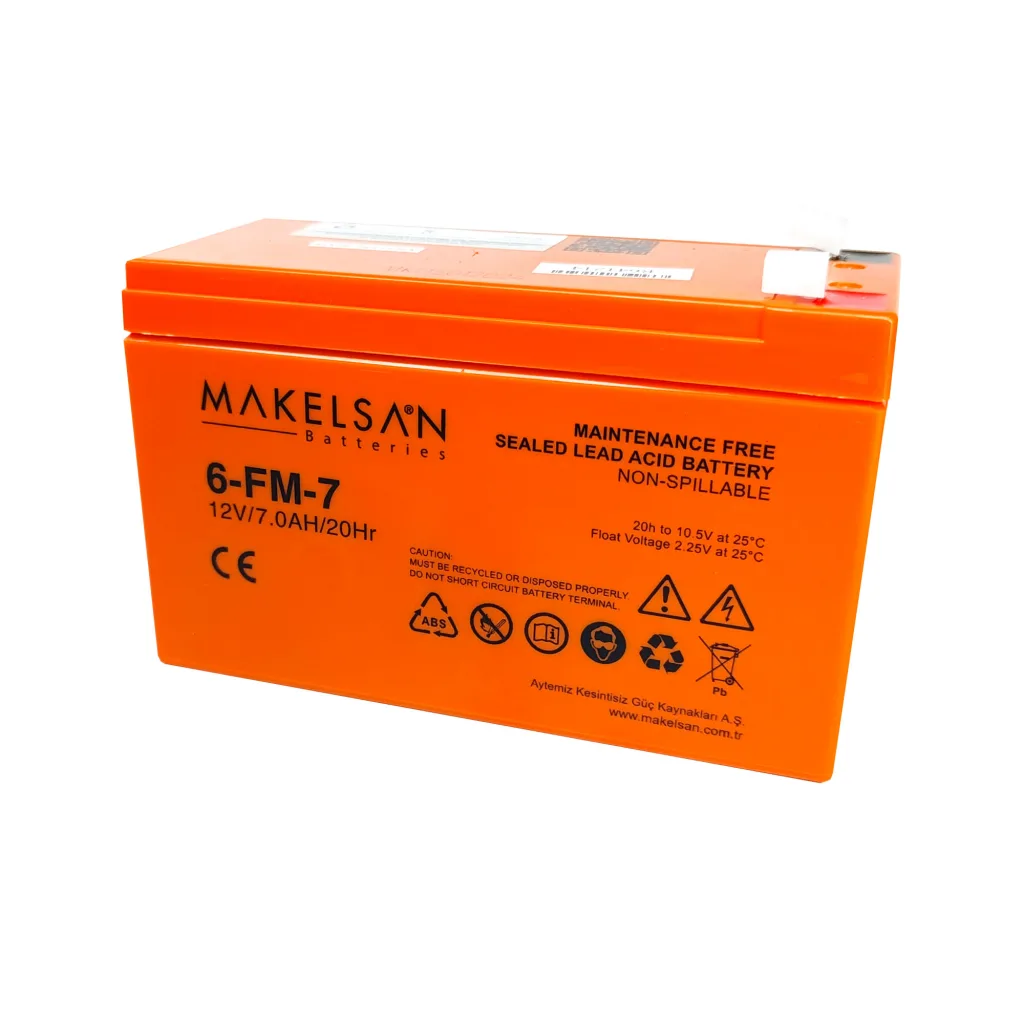 MAKELSAN 12V 7Ah, Bakımsız, Kuru Akü. UPS için Uygundur