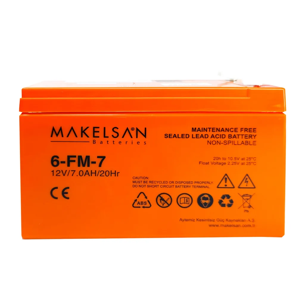 MAKELSAN 12V 7Ah, Bakımsız, Kuru Akü. UPS için Uygundur