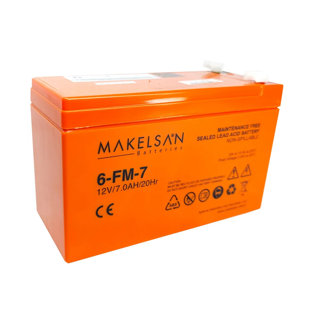 MAKELSAN 12V 7Ah, Bakımsız, Kuru Akü. UPS için Uygundur